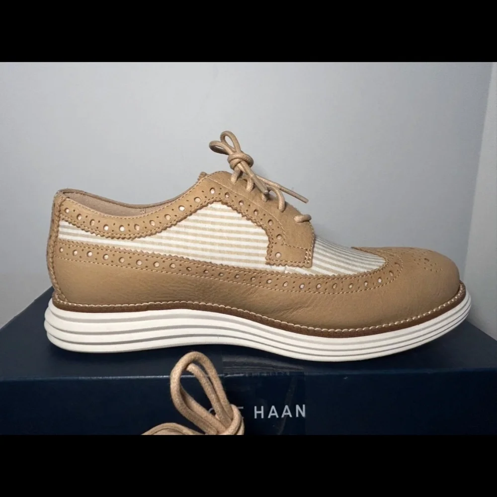 Cole Haan ØriginalGrand Remastered Longwing Oxford Shoes Sesame/Ivory Mens 8.5W